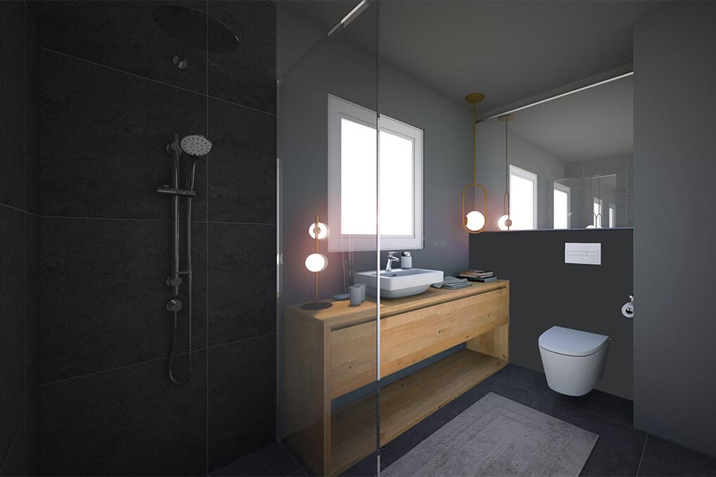 Plus - Interior Design | Wir visualisieren Ihre Räume - Neugestaltung vorab digital - Badezimmer hell oder dunkel? 2