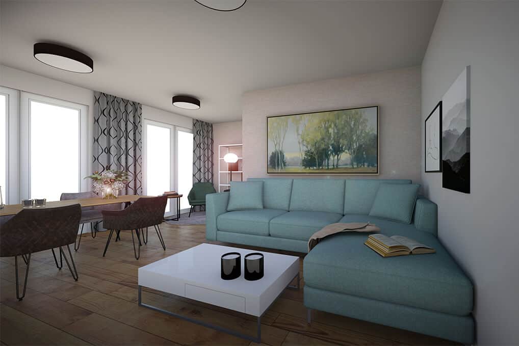 Plus - Interior Design | Wir visualisieren Ihre Räume - Neugestaltung vorab digital - dezent Wohnzimmerumgestaltet