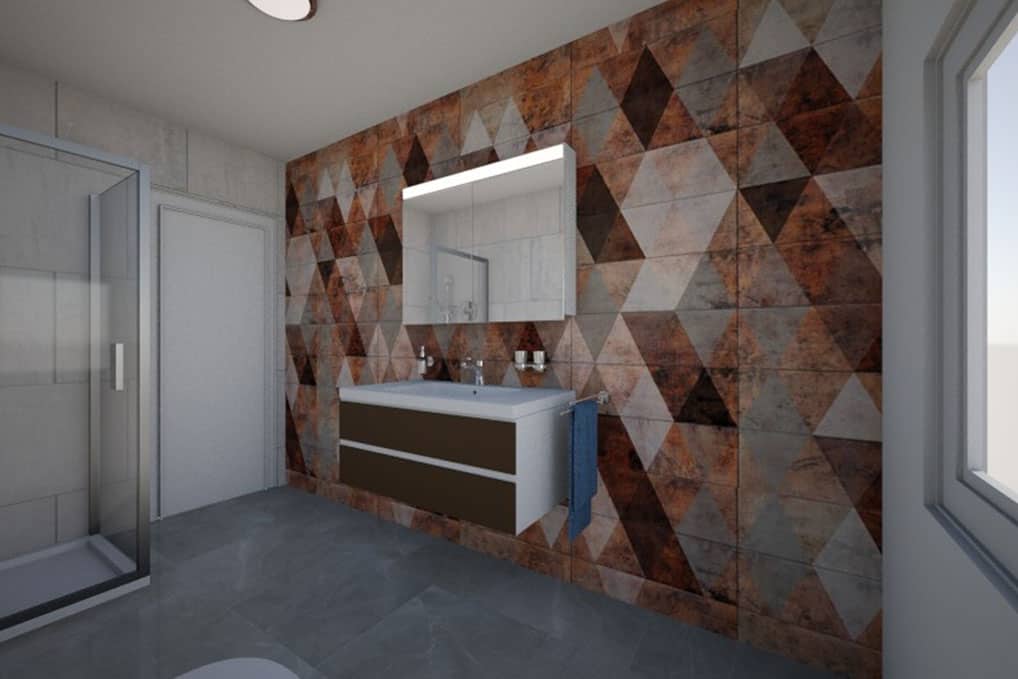 Plus - Interior Design | Wir visualisieren Ihre Räume - Neugestaltung vorab digital - Badezimmer mit Tapete