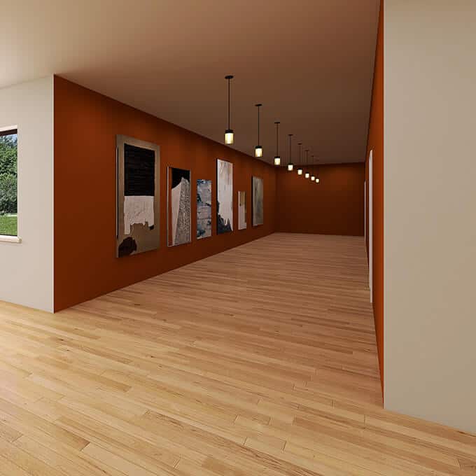 Plus - Interior Design | Visualisierung eines langen Flurs mit Bildergalerie